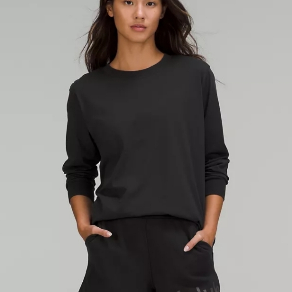 Lululemon All Yours Long Sleeve  Black T Shirt Size 12